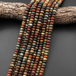 AAA Natural Red Creek Jasper Smooth 8mm Rondelle Beads Earthy Red Green Brown Aka Cherry Creek Multicolor Picasso Jasper 15.5" Strand