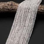 Natural Hematite Phantom Quartz 2 3mm Faceted Rondelle Beads Micro Faceted Diamond Cut Gemstone 15.5" Strand