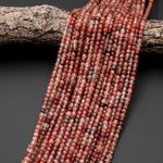 Faceted Rare Natural Red Lazasine (Andesine-Red Labradorite) 4mm Cube Beads 15.5" Strand