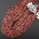 Faceted Rare Natural Red Lazasine (Andesine-Red Labradorite) 4mm Cube Beads 15.5" Strand