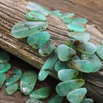 Natural Australian Brown Green Chrysoprase Beads Freeform Teardrop Petal Focal Pendant Side Drilled Gemstone 15.5" Strand