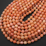 Faceted Natural Peach Orange Calcite 8mm Rounded Prism Beads 15.5" Strand