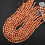 Faceted Natural Peach Orange Calcite 8mm Rounded Prism Beads 15.5" Strand