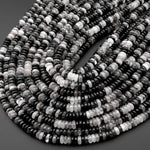 Natural Black Tourmaline Rutilated Quartz Thin Rondelle 6mm Beads 15.5" Strand