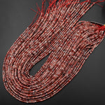 Faceted Rare Natural Red Lazasine (Andesine-Red Labradorite) 3mm Cube Beads 15.5" Strand