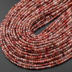 Faceted Rare Natural Red Lazasine (Andesine-Red Labradorite) 3mm Cube Beads 15.5" Strand