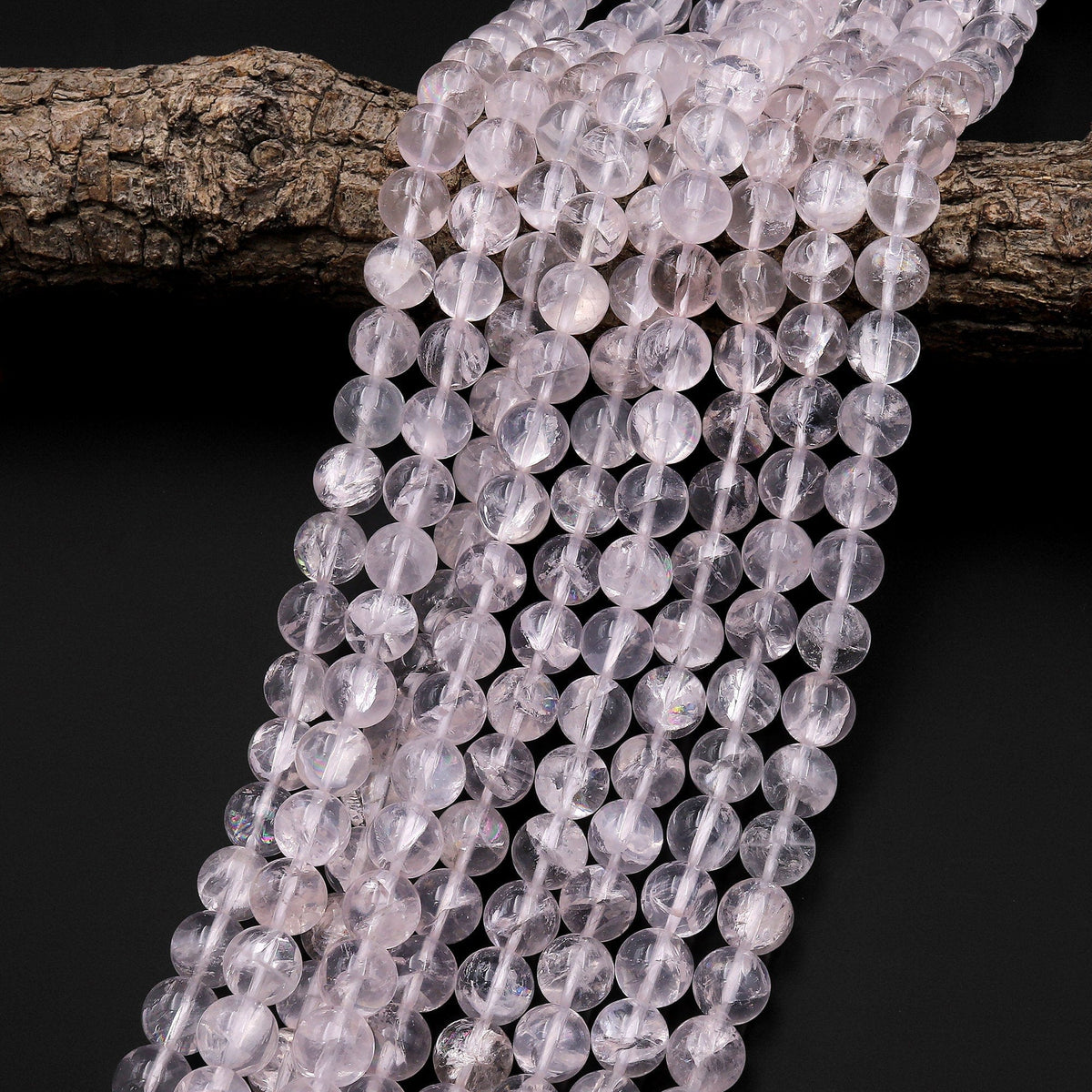 Rare Natural Rainbow Rose Quartz From Mozambique Smooth 10mm Round Gem