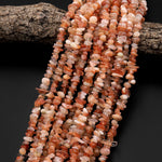 Natural Orange Sunstone Freeform Rondelle Chip Beads Sparkling Golden Feldspar 15.5" Strand