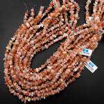 Natural Orange Sunstone Freeform Rondelle Chip Beads Sparkling Golden Feldspar 15.5" Strand