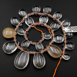 Super Clear Natural Phantom Rutile Quartz Teardrop Beads Side Drilled Pendants 15.5" Strand