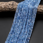 AAA Translucent Natural Blue Santa Maria Aquamarine Micro Faceted 4mm Round Beads 15.5" Strand