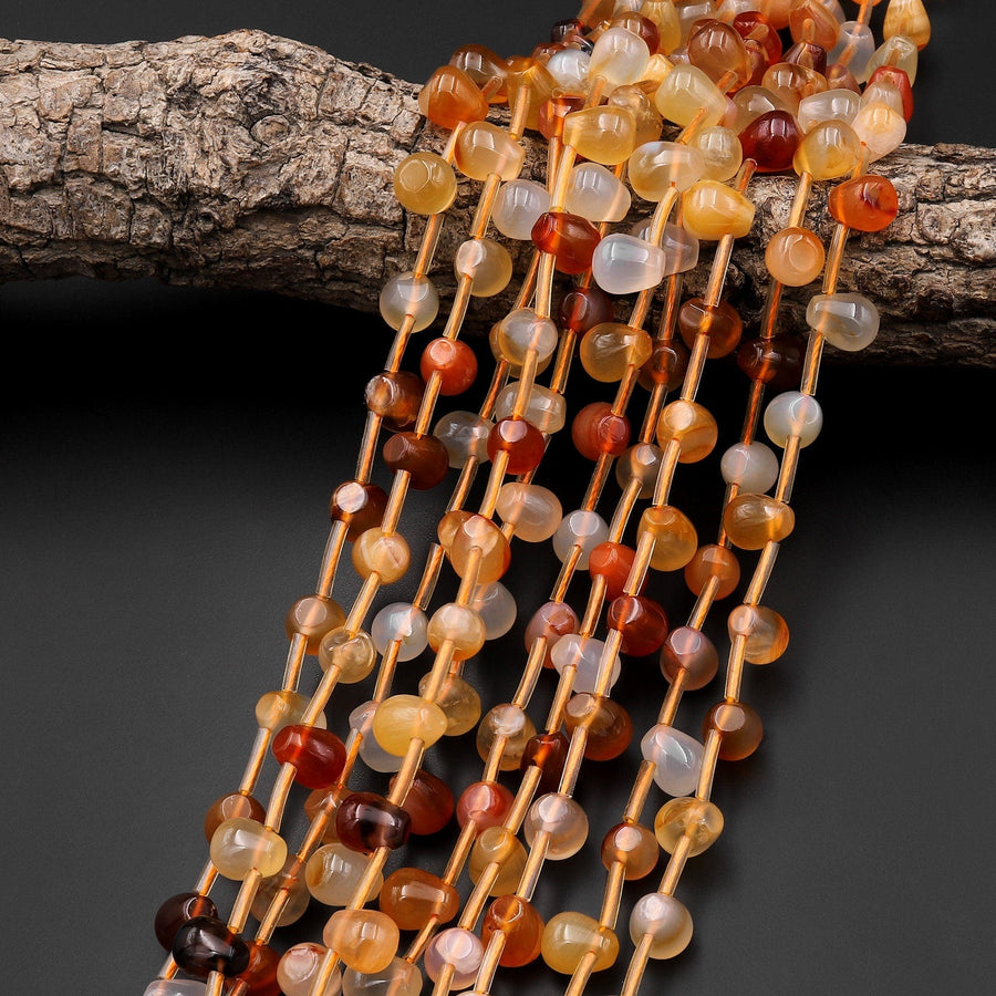 Natural Carnelian Smooth Teardrop Briolettes Gemstone Beads 15.5" Strand