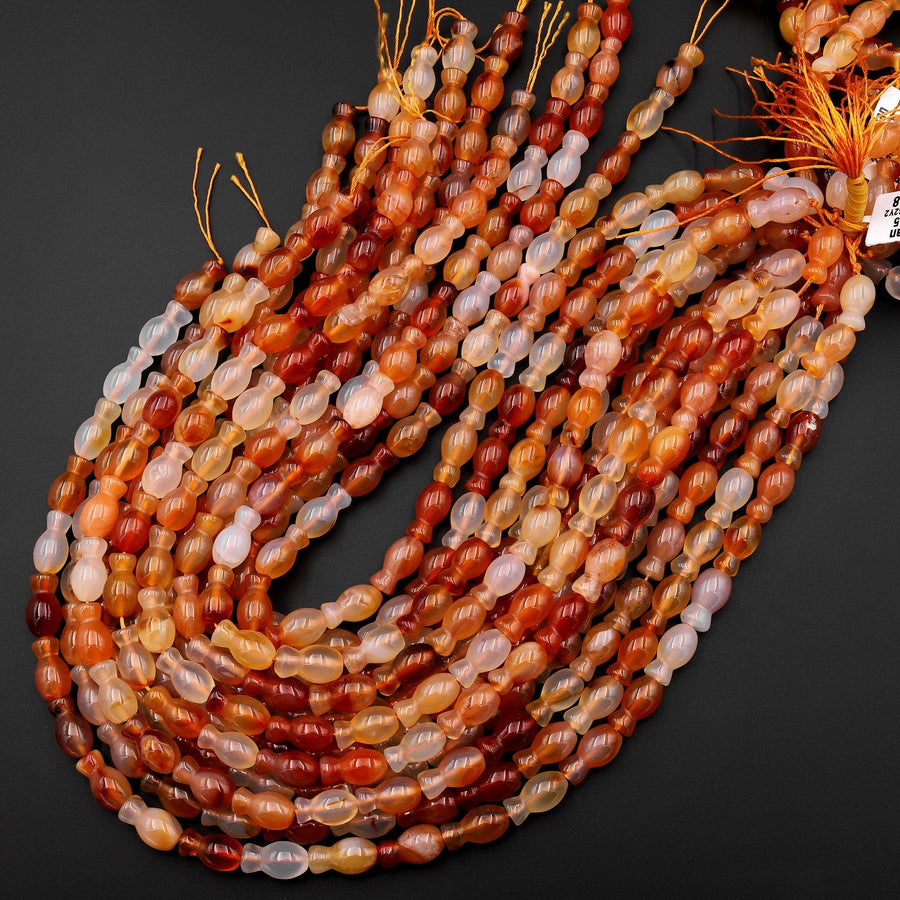 Natural Carnelian Smooth Vase Gemstone Beads 15.5" Strand