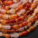 Natural Carnelian Smooth Vase Gemstone Beads 15.5" Strand