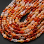 Natural Carnelian Smooth Vase Gemstone Beads 15.5" Strand