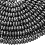 Natural Black Lava Thin Rondelle Saucer Beads 6mm 15.5" Strand