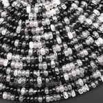 Natural Black Tourmaline Rutilated Quartz Thin Rondelle 4mm Beads 15.5" Strand