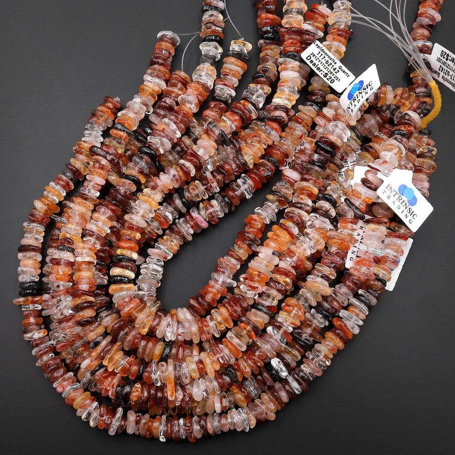 Large Natural Lepidocrocite Quartz Freeform Rondelle Beads 15.5" Strand