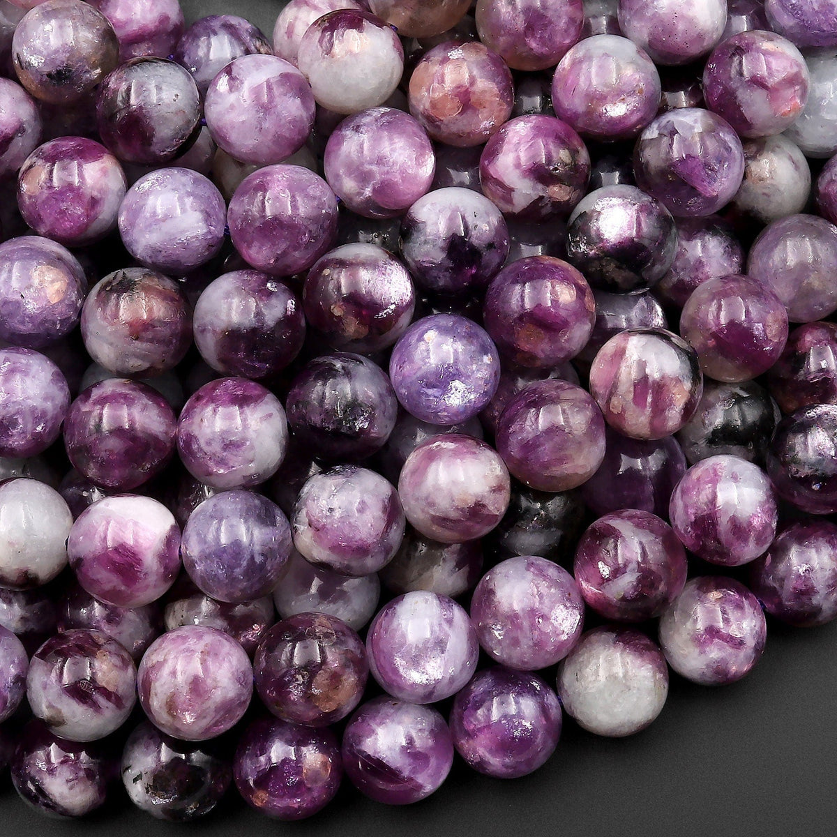 40 10mm Round Beads Purple, Green, and Gold