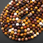 Faceted Natural Australian Mookaite Jasper Beads 8mm Round Sunset Colors Red Yellow Maroon 15.5" Strand