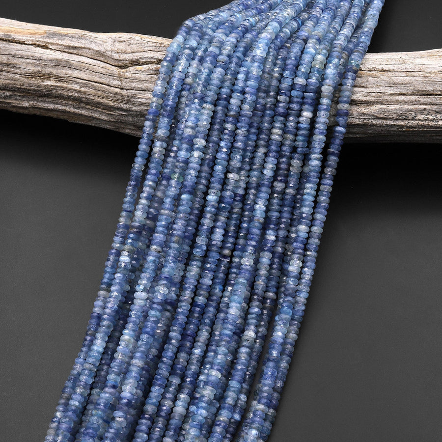 AAA Natural Silvery Blue Kyanite 4mm Rondelle Beads 15.5" Strand