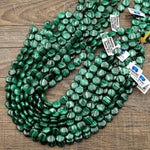 AAA Natural Green Malachite Smooth Coin Beads 12mm Gemstone From Congo 15.5" Strand