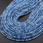 AAA Translucent Natural Blue Santa Maria Aquamarine Micro Faceted 4mm Round Beads 15.5" Strand