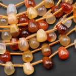 Natural Carnelian Smooth Teardrop Briolettes Gemstone Beads 15.5" Strand