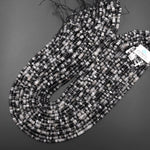 Natural Black Tourmaline Rutilated Quartz Thin Rondelle 4mm Beads 15.5" Strand