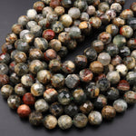 Faceted Natural African Bloodstone 12mm Round Beads 15.5" Strand