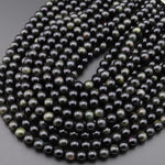 AAA Natural Rainbow Black Obsidian 6mm 8mm 10mm 12mm Round Beads 15.5" Strand