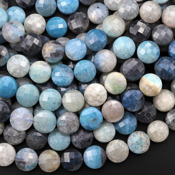 Natural Trolleite Faceted 8mm 10mm Beads 8mm 10mm Blue Gemstone 15.5" Strand