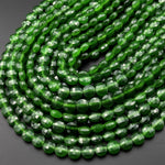 Faceted Forest Green Taiwan Jade 6mm 8mm Coin Beads Gemstone 15.5" Strand