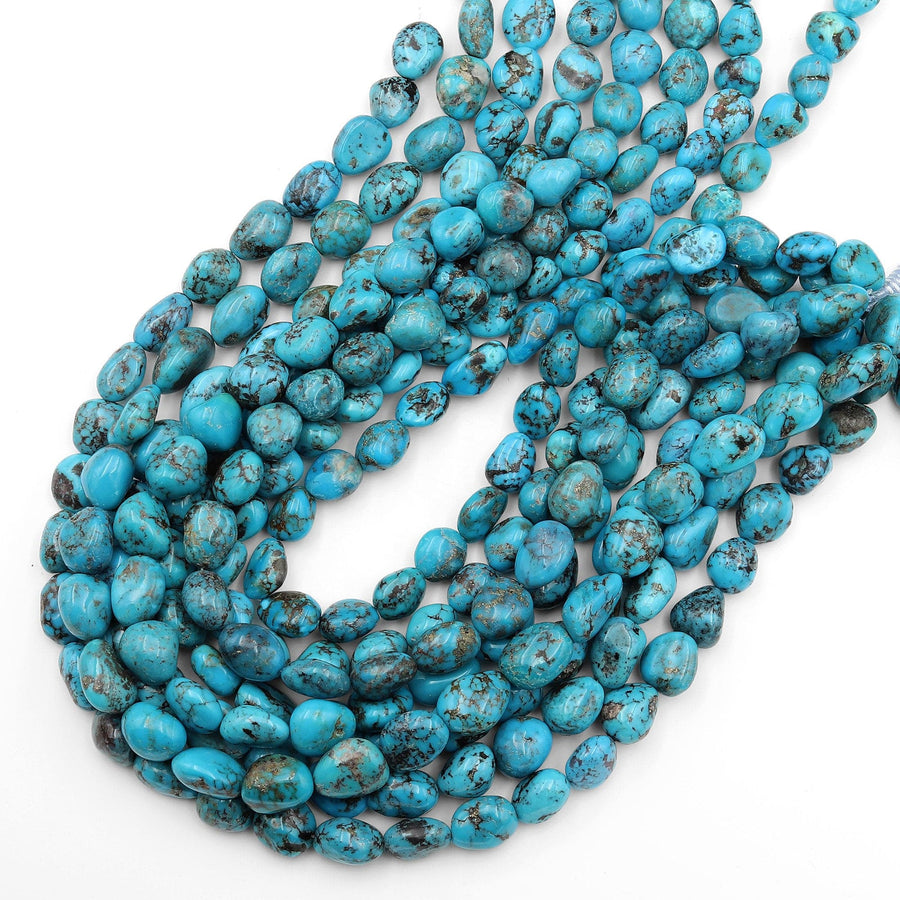 Genuine Natural Blue Turquoise Freeform Pebble Beads Nuggets 15.5" Strand