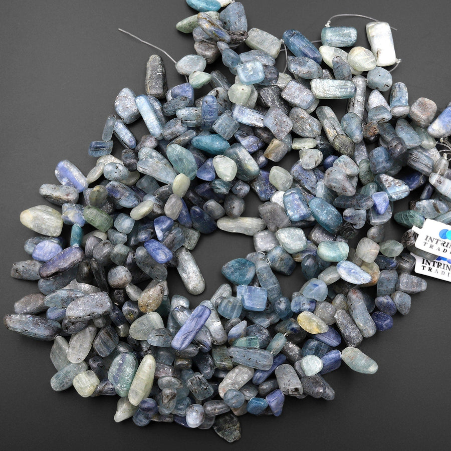 Natural Kyanite Freeform Top Side Drilled Pebble Petal Nugget Beads 15.5" Strand