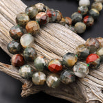 Faceted Natural African Bloodstone 12mm Round Beads 15.5" Strand