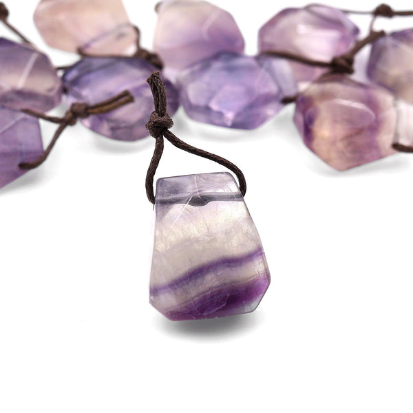 Natural Light Purple Fluorite Point Pendant Side Drilled Gemstone Focal Bead A1