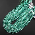 AAA Real Genuine Natural Colombia Green Emerald Gemstone Faceted 4mm Round Beads Laser Diamond Cut Gemstone May Birthstone 15.5" Strand