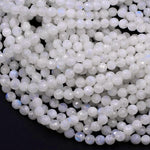 Micro Faceted Rainbow Moonstone 3mm 4mm 6mm 8mm Round Beads 15.5" Strand