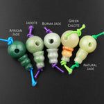 Natural Gemstone Guru Beads Three Holes T-Beads Mala Making 3 Holes  Prayer Beads Cones 10mm Natural Crystal Quartz Jasper Jade Fluorite