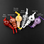 Natural Gemstone Guru Beads Three Holes T-Beads Mala Making 3 Holes  Prayer Beads Cones 10mm Natural Crystal Quartz Jasper Jade Fluorite