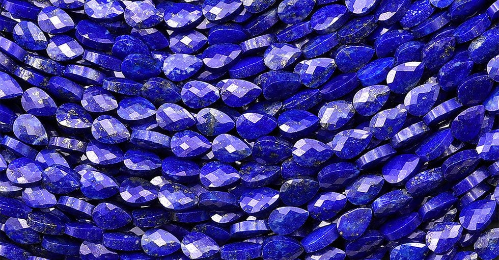 AAA Faceted Natural Blue Lapis Leaf Teardrop Gemstone Beads 4x6mm 15.5
