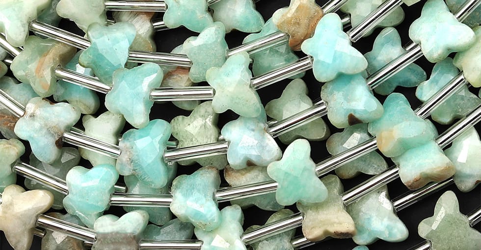 Faceted Natural Hemimorphite Butterfly Beads 10mm Carved Gemstone 15.5