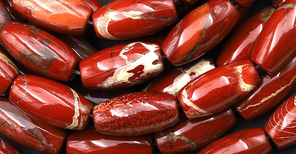 Natural Red Brecciated Jasper Smooth Cylinder Tube 18x10mm Beads Aka Red River Jasper 15.5