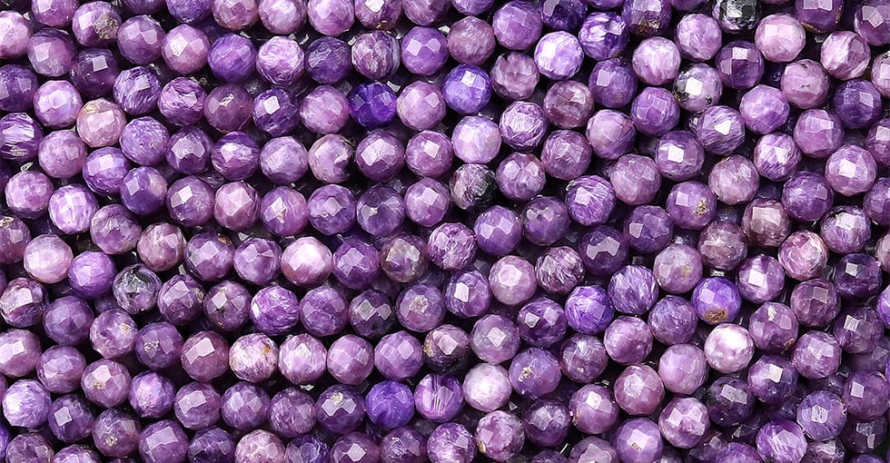 AAA Faceted Genuine Natural Russian Purple Charoite 4mm Round Beads Gemstone 15.5
