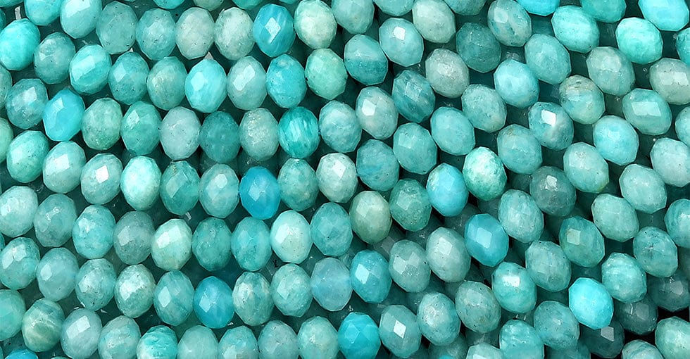 Faceted Natural Peruvian Amazonite 5mm Rondelle Beads Micro Diamond Cut Sea Blue Green Gemstone 15.5