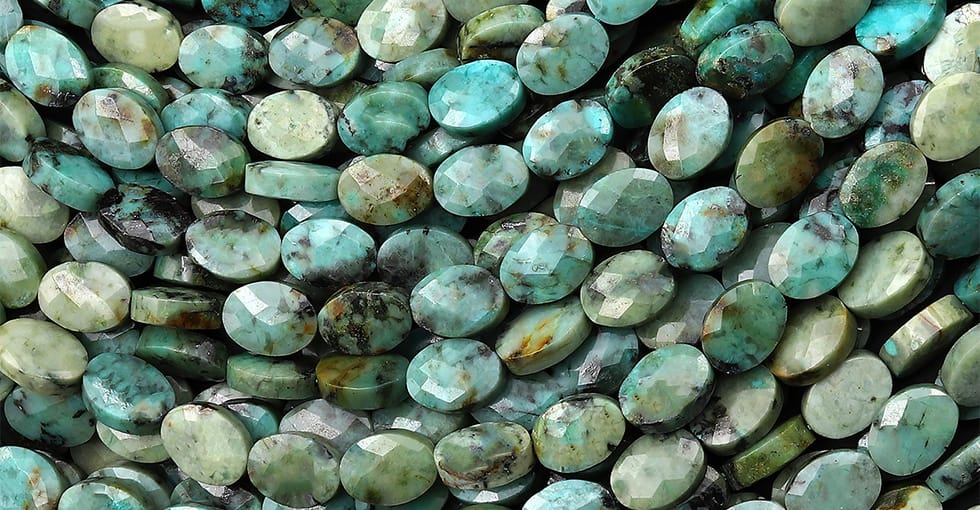 AAA Faceted Natural African Turquoise 6x8mm Oval Beads Gemstone 15.5