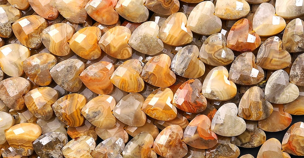 AAA Faceted Natural Yellow Crazy Lace Agate Carved Heart Beads 8mm Gemstone 15.5