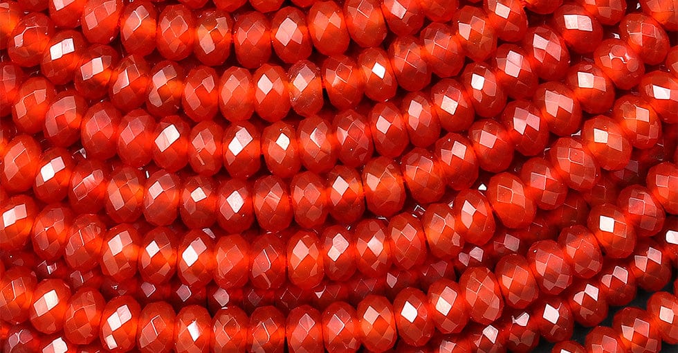 AAA Faceted Natural Red Agate 6mm Rondelle Beads Gemstone 15