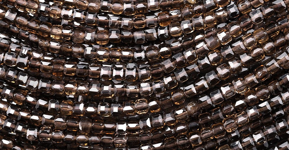 AAA Faceted Natural Smoky Quartz Cube Beads 3mm Laser Diamond Cut Gemstone 15.5